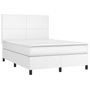 Letto alla Francese (con Materasso) Bianco 140x190 cm in Similpelle