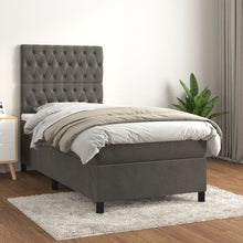 Charger l&#39;image dans la galerie, Letto Singolo con Materasso Grigio Scuro 90x190 cm Velluto