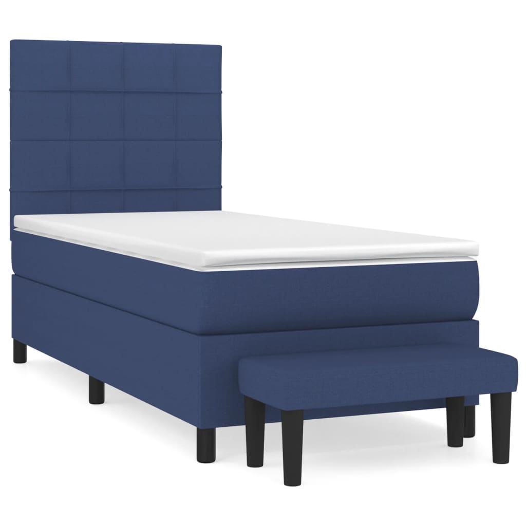 Letto Singolo Maxi (con Materasso) + Ottomana Blu 100x200 cm in Tessuto