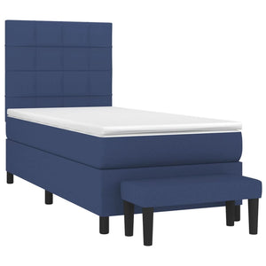 Letto Singolo Maxi (con Materasso) + Ottomana Blu 100x200 cm in Tessuto