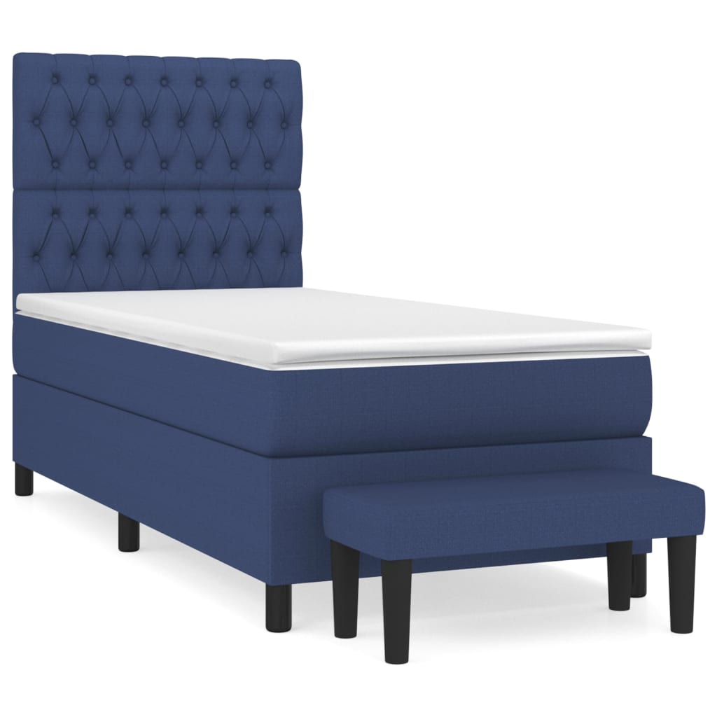 Letto Singolo Maxi (con Materasso) + Ottomana Blu 100x200 cm in Tessuto