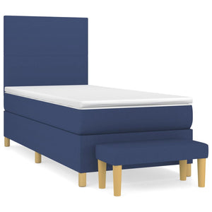 Letto Singolo Maxi (con Materasso) Blu 100x200 cm in Tessuto + Ottomana