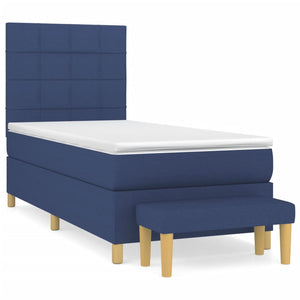 Letto Singolo Maxi (con Materasso) + Ottomana Blu 100x200 cm in Tessuto