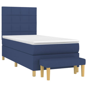 Letto Singolo Maxi (con Materasso) + Ottomana Blu 100x200 cm in Tessuto