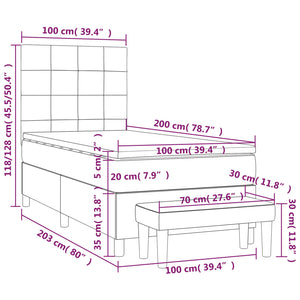 Letto Singolo Maxi (con Materasso) + Ottomana Blu 100x200 cm in Tessuto