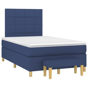 Letto 1 Piazza 1/2 (con Materasso) + Ottomana Blu 120x200 cm in Tessuto