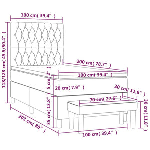 Letto Singolo Maxi (con Materasso) + Ottomana Blu 100x200 cm in Tessuto