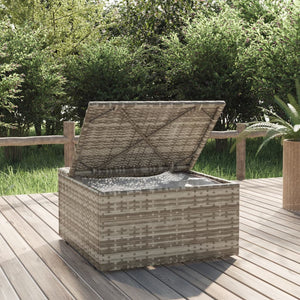 Pouf da Giardino Contenitore con Cuscino Grigio 55x55x30 cm Polyrattan