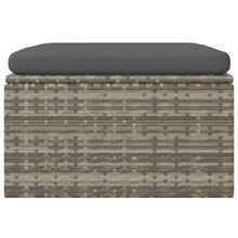 Carica l&#39;immagine nel visualizzatore di Gallery, Pouf da Giardino Contenitore con Cuscino Grigio 55x55x30 cm Polyrattan