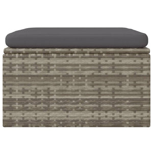 Pouf da Giardino Contenitore con Cuscino Grigio 55x55x30 cm Polyrattan