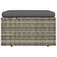 Carica l&#39;immagine nel visualizzatore di Gallery, Pouf da Giardino Contenitore con Cuscino Grigio 55x55x30 cm Polyrattan