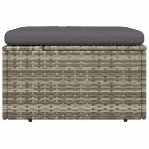 Pouf da Giardino Contenitore con Cuscino Grigio 55x55x30 cm Polyrattan