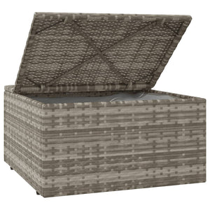 Pouf da Giardino Contenitore con Cuscino Grigio 55x55x30 cm Polyrattan