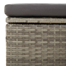 Carica l&#39;immagine nel visualizzatore di Gallery, Pouf da Giardino Contenitore con Cuscino Grigio 55x55x30 cm Polyrattan