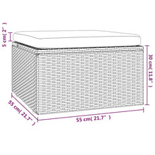 Charger l&#39;image dans la galerie, Pouf da Giardino Contenitore con Cuscino Grigio 55x55x30 cm Polyrattan