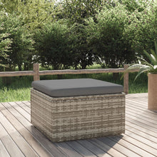 Carica l&#39;immagine nel visualizzatore di Gallery, Pouf da Giardino Contenitore con Cuscino Grigio 55x55x30 cm Polyrattan