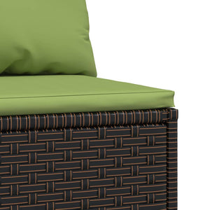 Poltrona da Giardino con Cuscini Verdi in Polyrattan Marrone