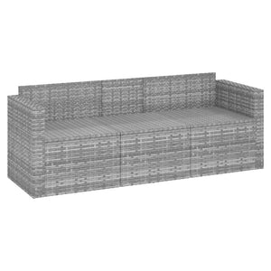 Divano da Giardino a 3 Posti con Cuscini Antracite in Polyrattan Grigio
