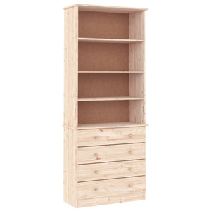 Libreria 4 Cassetti + 4 Ripiani 77x35x186,5cm in Legno Massello di Pino