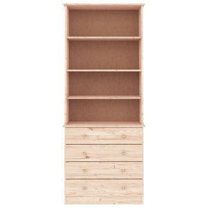 Libreria 4 Cassetti + 4 Ripiani 77x35x186,5cm in Legno Massello di Pino