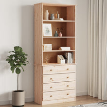 Indlæs billede til gallerivisning Libreria 4 Cassetti + 4 Ripiani 77x35x186,5cm in Legno Massello di Pino