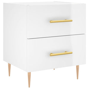 Comodini 2 pz Bianco Lucido 2 cassetti 40x35x47,5 cm in Legno Multistrato