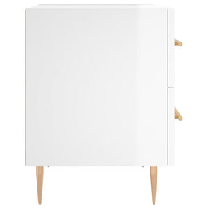 Comodini 2 pz Bianco Lucido 2 cassetti 40x35x47,5 cm in Legno Multistrato