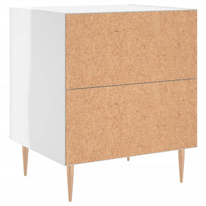 Comodini 2 pz Bianco Lucido 2 cassetti 40x35x47,5 cm in Legno Multistrato