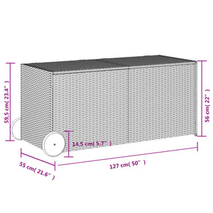 Cassapanca da Giardino con Ruote Marrone 283L in Polyrattan