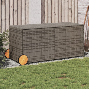 Cassapanca da Giardino con Ruote Grigio 283L in Polyrattan