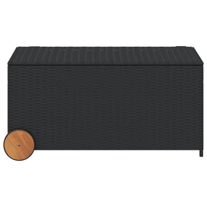 Cassapanca da Giardino con Ruote Nero 190L in Polyrattan