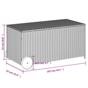 Cassapanca da Giardino con Ruote Marrone 190L in Polyrattan