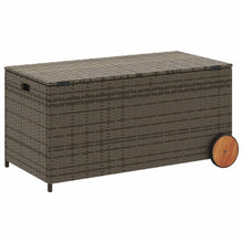 Load image into Gallery viewer, Cassapanca da Giardino con Ruote Grigio 190L in Polyrattan