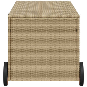 Cassapanca da Giardino con Ruote Beige Misto 190L in Polyrattan