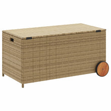 Carica l&#39;immagine nel visualizzatore di Gallery, Cassapanca da Giardino con Ruote Beige Misto 190L in Polyrattan