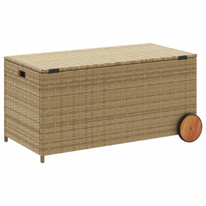 Cassapanca da Giardino con Ruote Beige Misto 190L in Polyrattan