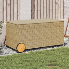 Carica l&#39;immagine nel visualizzatore di Gallery, Cassapanca da Giardino con Ruote Beige Misto 190L in Polyrattan