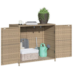 Armadietto Portaoggetti da Giardino Beige 83x45x76 cm in Polyrattan