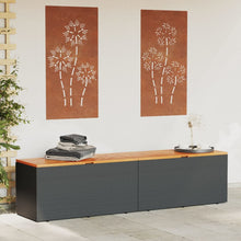 Carica l&#39;immagine nel visualizzatore di Gallery, Cassapanca da Giardino Nero 220x50x54cm in Polyrattan e Legno d&#39;Acacia