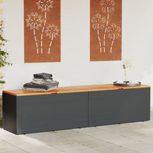 Carica l&#39;immagine nel visualizzatore di Gallery, Cassapanca da Giardino Nero 220x50x54cm in Polyrattan e Legno d&#39;Acacia