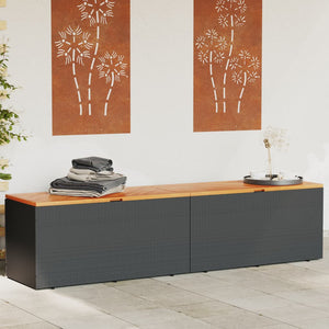 Cassapanca da Giardino Nero 220x50x54cm in Polyrattan e Legno d'Acacia