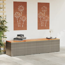 Carica l&#39;immagine nel visualizzatore di Gallery, Cassapanca da Giardino Grigio 220x50x54cm in Polyrattan e Legno d&#39;Acacia