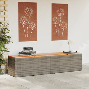 Cassapanca da Giardino Grigio 220x50x54cm in Polyrattan e Legno d'Acacia