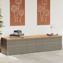 Carica l&#39;immagine nel visualizzatore di Gallery, Cassapanca da Giardino Grigio 220x50x54cm in Polyrattan e Legno d&#39;Acacia