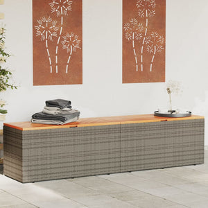 Cassapanca da Giardino Grigio 220x50x54cm in Polyrattan e Legno d'Acacia