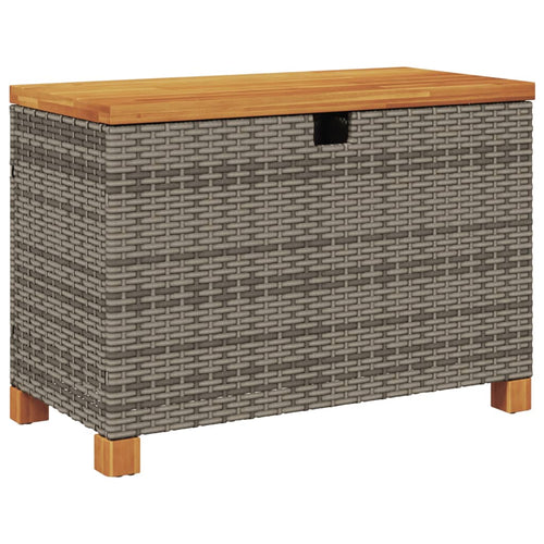 Cassapanca da Giardino Grigio 80x40x48 cm in Polyrattan e Legno d'Acacia