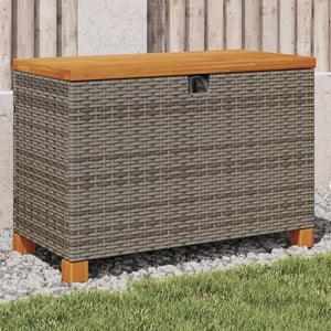 Cassapanca da Giardino Grigio 80x40x48 cm in Polyrattan e Legno d'Acacia