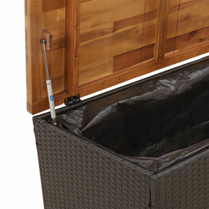 Cassapanca da Giardino Nero 110x55x63cm in Polyrattan e Legno d'Acacia