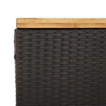 Carica l&#39;immagine nel visualizzatore di Gallery, Cassapanca da Giardino Nero 110x55x63cm in Polyrattan e Legno d&#39;Acacia