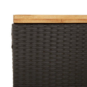 Cassapanca da Giardino Nero 110x55x63cm in Polyrattan e Legno d'Acacia